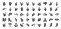 Hand gestures icon set. Included icons as fingers interaction, pinky swear,ÃâÃÂ forefinger point, greeting, pinch, hand washing Royalty Free Stock Photo